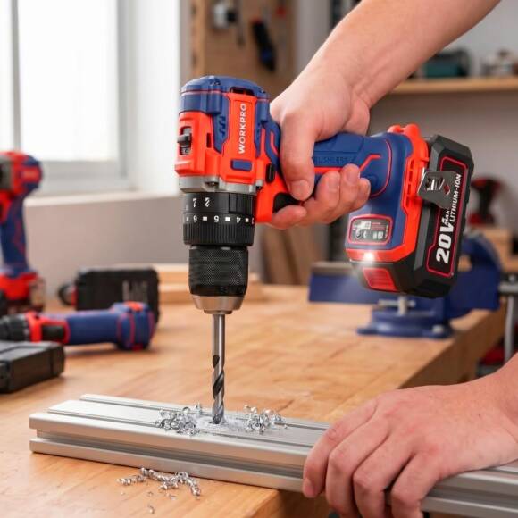 WORKPRO WP390020 20Volt 4.0Ah Li-ion 65Nm. Çift Akülü Kömürsüz Profesyonel Şarjlı Darbeli Matkap - 6