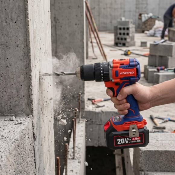WORKPRO WP390020 20Volt 4.0Ah Li-ion 65Nm. Çift Akülü Kömürsüz Profesyonel Şarjlı Darbeli Matkap - 7