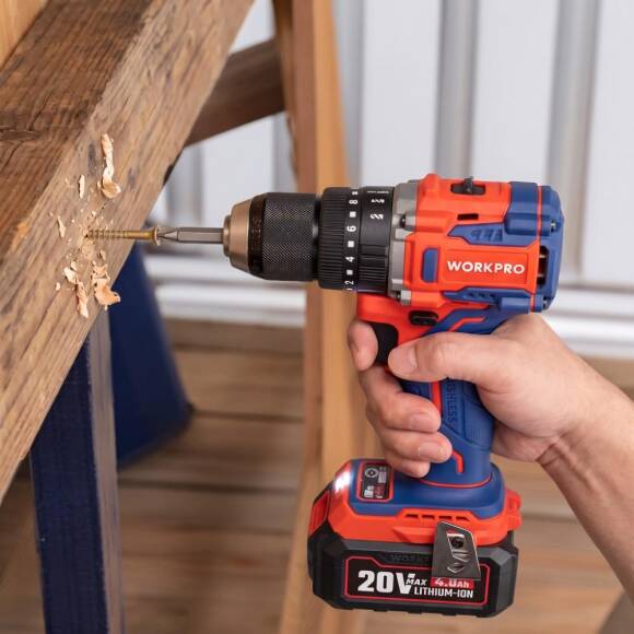 WORKPRO WP390020 20Volt 4.0Ah Li-ion 65Nm. Çift Akülü Kömürsüz Profesyonel Şarjlı Darbeli Matkap - 9