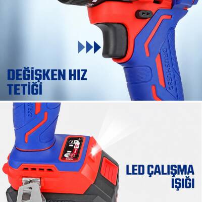 WORKPRO WP390022 20Volt 2.0Ah Li-ion 65Nm. Çift Akülü Kömürsüz Profesyonel Şarjlı Matkap - 10