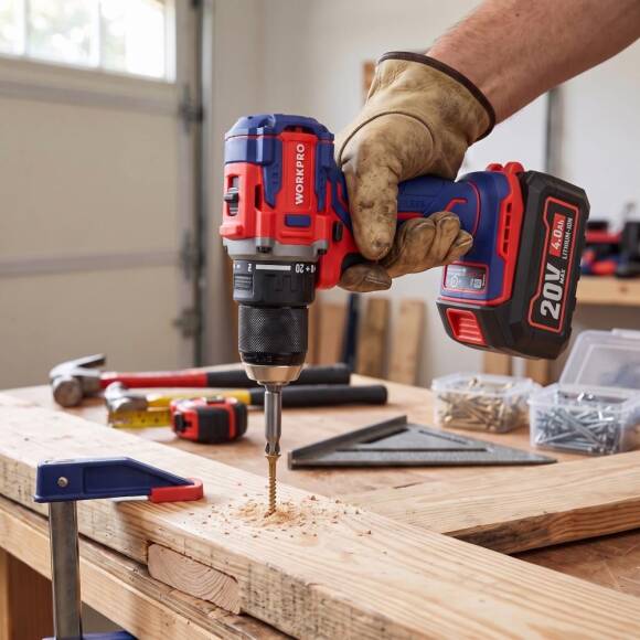 WORKPRO WP390023 20Volt 4.0Ah Li-ion 65Nm. Çift Akülü Kömürsüz Profesyonel Şarjlı Matkap - 5
