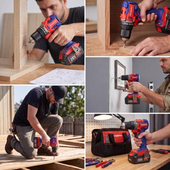 WORKPRO WP390023 20Volt 4.0Ah Li-ion 65Nm. Çift Akülü Kömürsüz Profesyonel Şarjlı Matkap - 6