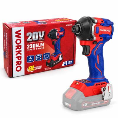 WORKPRO WP390105 20Volt 230Nm Kömürsüz Profesyonel Şarjlı Darbeli Tornavida (Akü Dahil Değildir) - Workpro