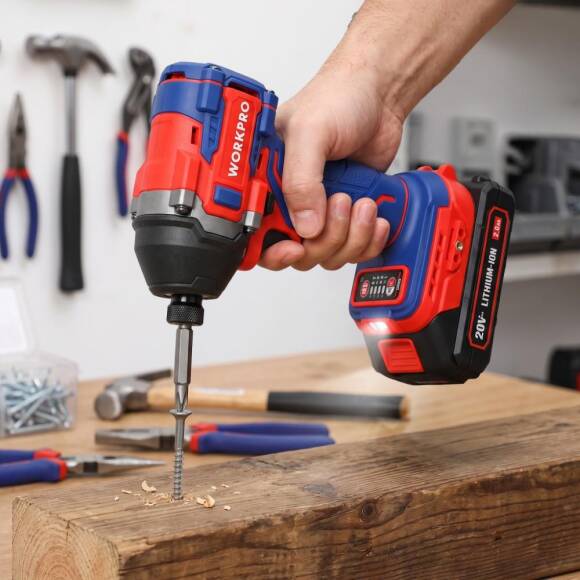 WORKPRO WP390107 20Volt 2.0Ah. Li-ion 230Nm Çift Akü Kömürsüz Profesyonel Şarjlı Darbeli Tornavida - 7