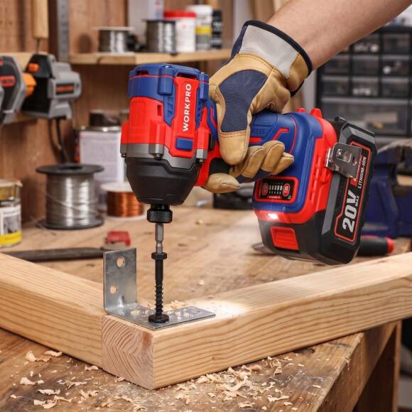 WORKPRO WP390108 20Volt 4.0Ah. Li-ion 230Nm Çift Akü Kömürsüz Profesyonel Şarjlı Darbeli Tornavida - 3