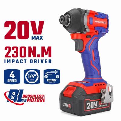 WORKPRO WP390108 20Volt 4.0Ah. Li-ion 230Nm Çift Akü Kömürsüz Profesyonel Şarjlı Darbeli Tornavida - 10