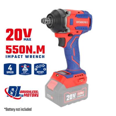WORKPRO WP390207 20Volt 1/2’’ 550Nm Kömürsüz Profesyonel Şarjlı Somun Sıkma (Akü Dahil Değildir) - 10