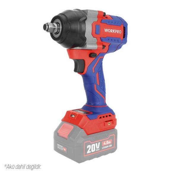 WORKPRO WP390213 20Volt 1/2’’ 850Nm Kömürsüz Profesyonel Şarjlı Somun Sıkma (Akü Dahil Değildir) - 2
