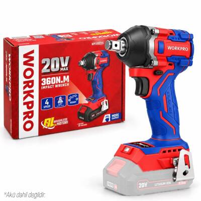 WORKPRO WP390225 20Volt 1/2’’ 360Nm Kömürsüz Profesyonel Şarjlı Somun Sıkma (Akü Dahil Değildir) - Workpro