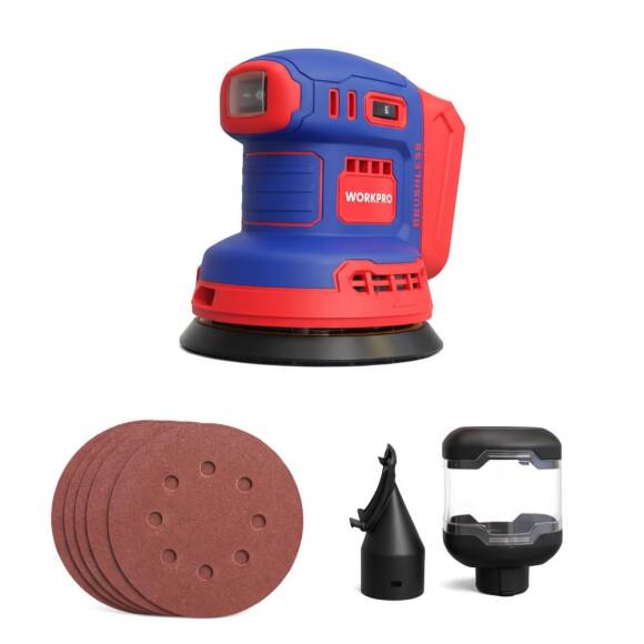 WORKPRO WP392203 20Volt 125mm Şarjlı Kömürsüz Devir Ayarlı Profesyonel Eksantrik Zımpara (Aküsüz) - 2