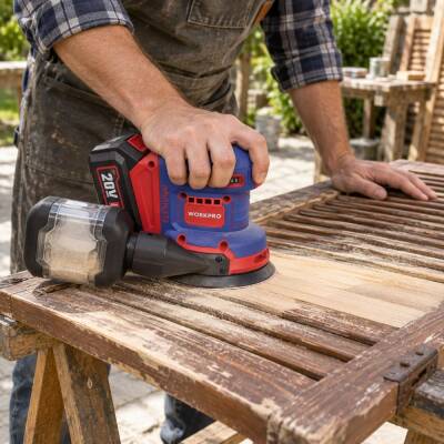 WORKPRO WP392203 20Volt 125mm Şarjlı Kömürsüz Devir Ayarlı Profesyonel Eksantrik Zımpara (Aküsüz) - 6
