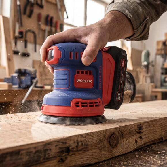 WORKPRO WP392203 20Volt 125mm Şarjlı Kömürsüz Devir Ayarlı Profesyonel Eksantrik Zımpara (Aküsüz) - 8