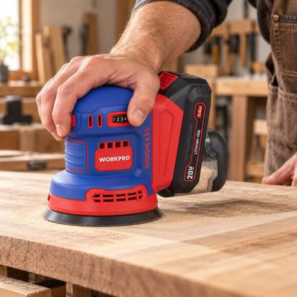 WORKPRO WP392203 20Volt 125mm Şarjlı Kömürsüz Devir Ayarlı Profesyonel Eksantrik Zımpara (Aküsüz) - 10