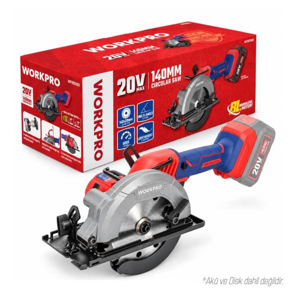 WORKPRO WP393003 20Volt 140mm Kömürsüz Profesyonel Daire Testere (Akü Dahil Değildir) - 1