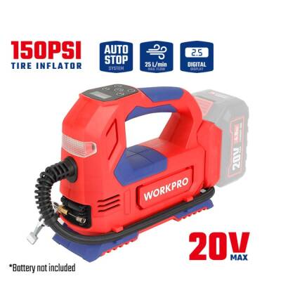 WORKPRO WP394010 20V/12Volt 150 PSI Ayarlanabilir Dijital Basınç Göstergeli Hava Pompası (Aküsüz) - 10