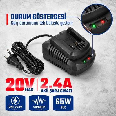 WORKPRO WP396000 20Volt 2.4A/Saat Li-ion Profesyonel Hızlı Akü Şarj Cihazı - Workpro (1)