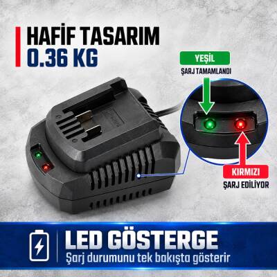 WORKPRO WP396000 20Volt 2.4A/Saat Li-ion Profesyonel Hızlı Akü Şarj Cihazı - 3