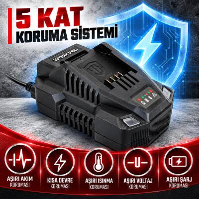 WORKPRO WP396006 20Volt 4.5A/Saat Li-ion Profesyonel Hızlı Akü Şarj Cihazı - 5