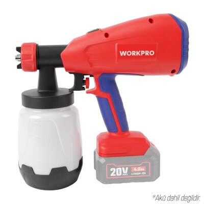 WORKPRO WP397005 20Volt 1000ml. Şarjlı Boya Tabancası +Yedek Nozul/Meme (Akü Dahil Değildir) - Workpro (1)