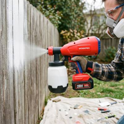 WORKPRO WP397005 20Volt 1000ml. Şarjlı Boya Tabancası +Yedek Nozul/Meme (Akü Dahil Değildir) - 6