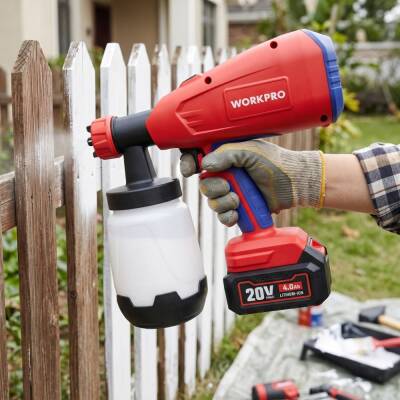 WORKPRO WP397005 20Volt 1000ml. Şarjlı Boya Tabancası +Yedek Nozul/Meme (Akü Dahil Değildir) - 9