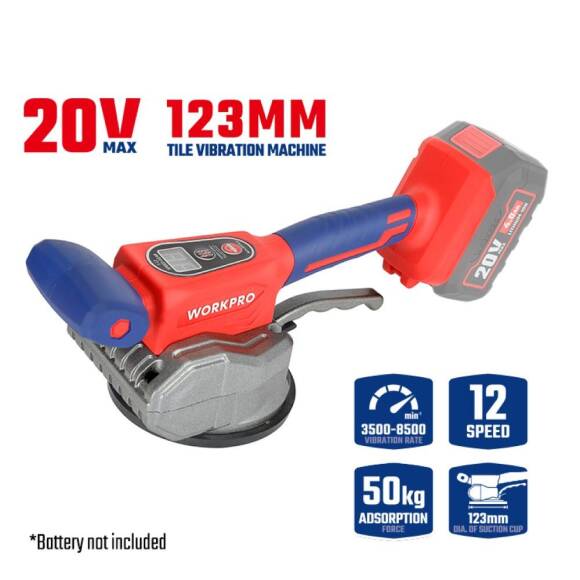 WORKPRO WP397018 20V 123MM Şarjlı Devir Ayarlı Profesyonel Seramik ve Fayans Vantuz Makinesi Aküsüz - 10