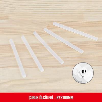 WORKPRO WP432001 7x100mm Sıcak Silikon Tabancası İçin 100 Adet Şeffaf Yedek Silikon/Mum - Workpro (1)