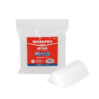 WORKPRO WP432001 7x100mm Sıcak Silikon Tabancası İçin 100 Adet Şeffaf Yedek Silikon/Mum - 1