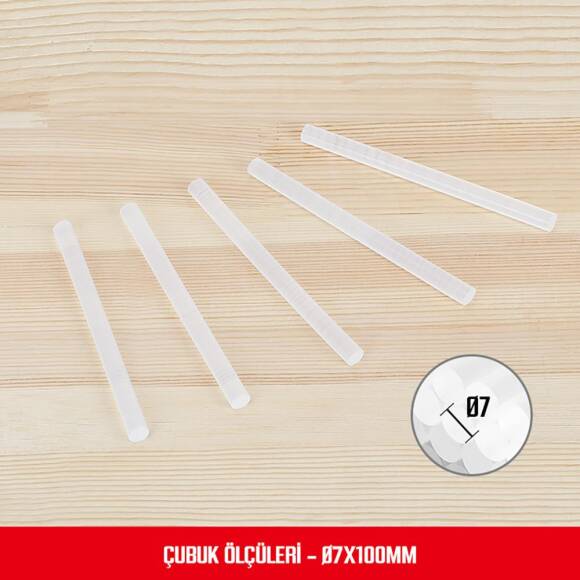WORKPRO WP432001 7x100mm Sıcak Silikon Tabancası İçin 100 Adet Şeffaf Yedek Silikon/Mum - 2