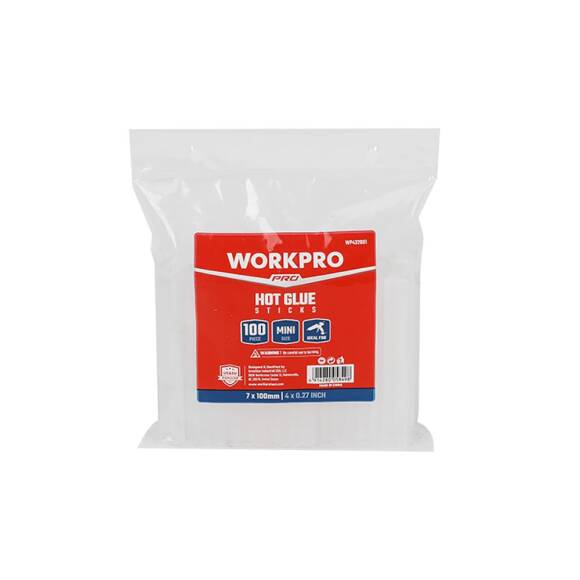 WORKPRO WP432001 7x100mm Sıcak Silikon Tabancası İçin 100 Adet Şeffaf Yedek Silikon/Mum - 8