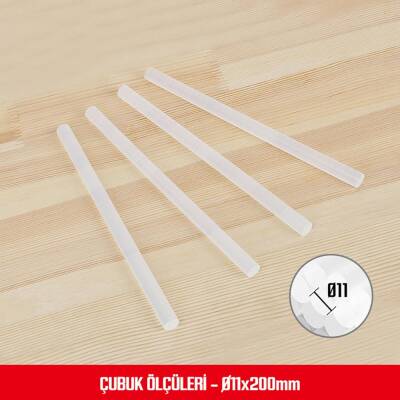 WORKPRO WP432002 11x200mm Sıcak Silikon Tabancası İçin 50 Adet Şeffaf Yedek Silikon/Mum - Workpro (1)