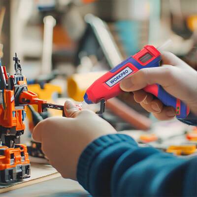 WORKPRO WP432002 11x200mm Sıcak Silikon Tabancası İçin 50 Adet Şeffaf Yedek Silikon/Mum - 6