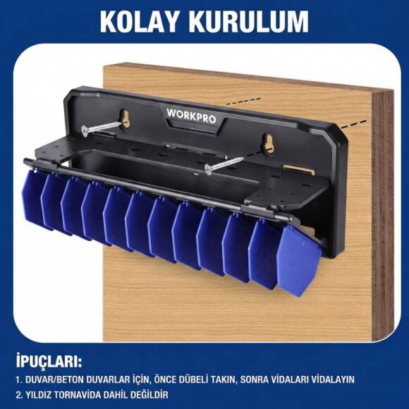 WORKPRO WP433073 Çok Amaçlı El Aleti Duvar Askı/Depolama Rafı - 2