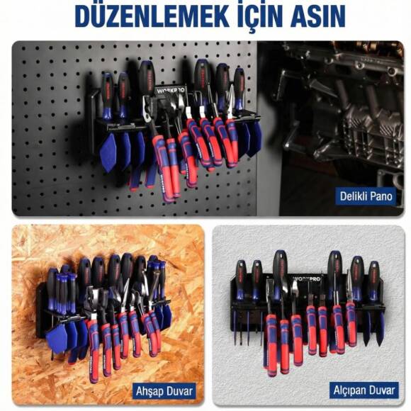 WORKPRO WP433073 Çok Amaçlı El Aleti Duvar Askı/Depolama Rafı - 4