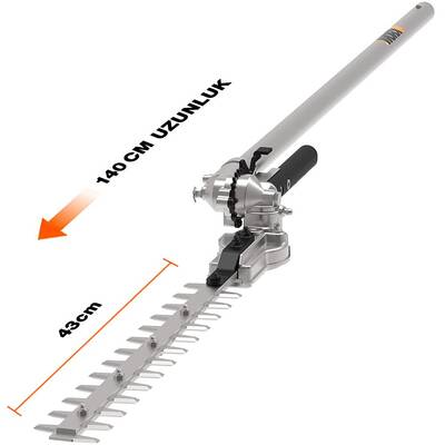 WORX WA0220 WG186E.1 ile Uyumlu 43CM Teleskobik Uzatmalı Açı Ayarlı Çit Budama Başlığı - Worx (1)