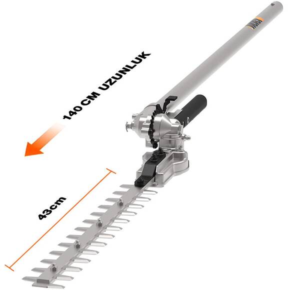 WORX WA0220 WG186E.1 ile Uyumlu 43CM Teleskobik Uzatmalı Açı Ayarlı Çit Budama Başlığı - 2