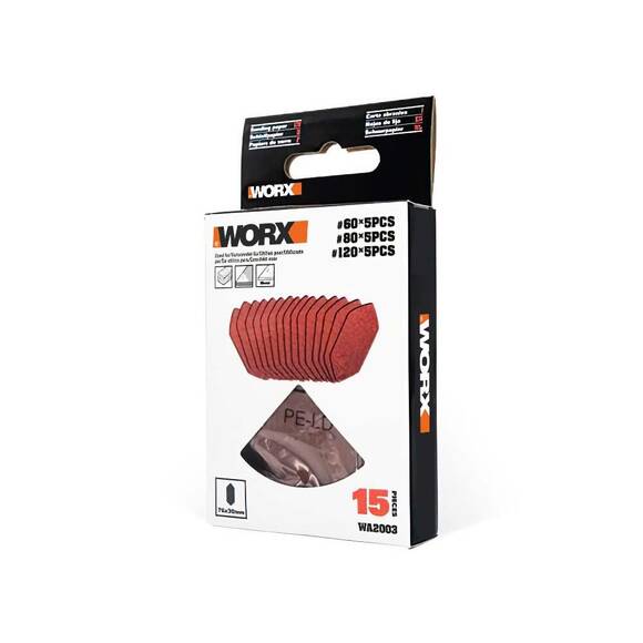 WORX WA2003 76x30mm 60, 80, 120 Kum, 15 Adet Cırtlı Universal Mouse Parmak Zımpara Kâğıdı Seti - 3