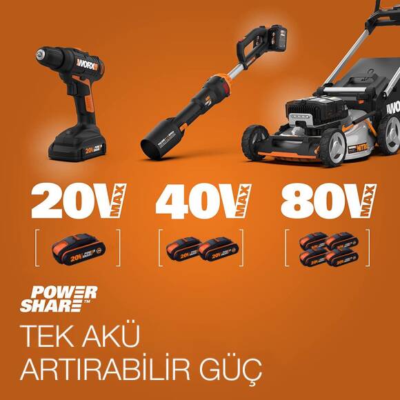 WORX WA3551 20Volt 2.0Ah. Li-ion PowerShare Yedek Akü - 6