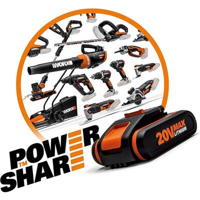 WORX WA3601 20Volt 2.0Ah. PowerShare Li-ion Akü ve Akü Şarj Cihazı - 6