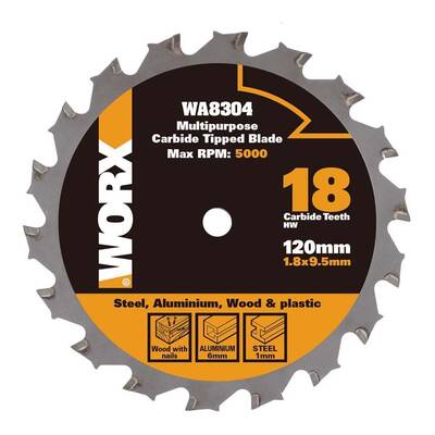 WORX WA8304 120x9,5mm Metal, Ahşap, PVC, Alüminyum Kesme, Elmas Daire Testere Bıçağı - Worx