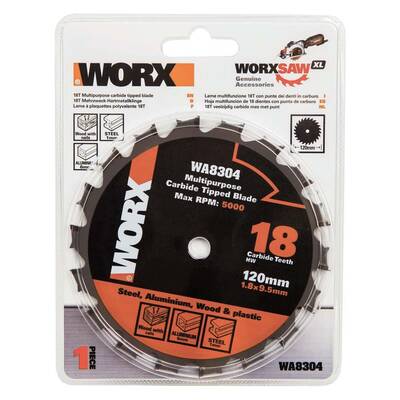 WORX WA8304 120x9,5mm Metal, Ahşap, PVC, Alüminyum Kesme, Elmas Daire Testere Bıçağı - Worx (1)