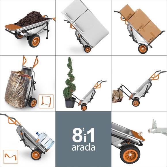 WORX WG050 100Lt./136Kg. Profesyonel Çok Amaçlı El Arabası, Taşıma Arabası - 3