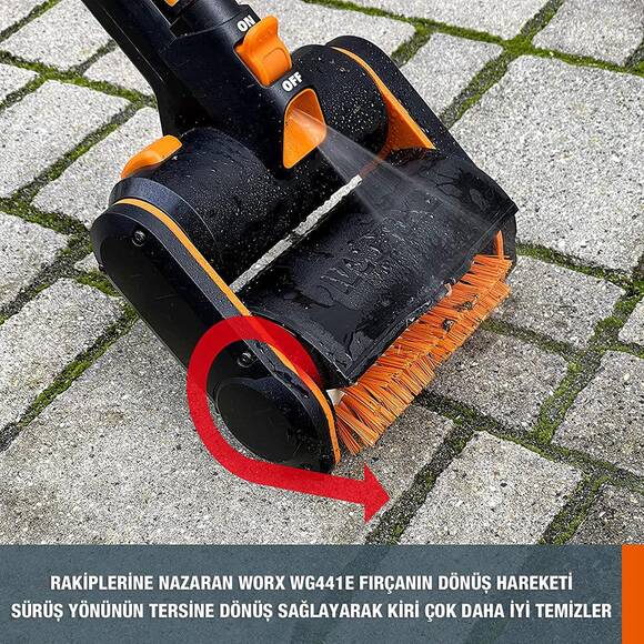 WORX WG441E 20Volt 4.0Ah. Li-ion Tek Akülü 165MM Profesyonel Çok Amaçlı Şarjlı Zemin Fırçası - 6