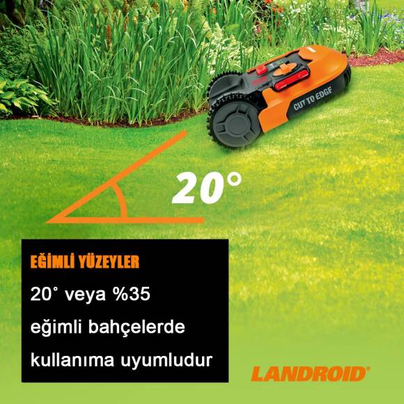 WORX WR165E 20Volt 2.0Ah. 18CM LANDROID Tam Otonom Kömürsüz Çim Biçme Robotu - 9