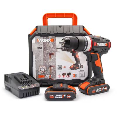 WORX WX-JCR 20Volt/2.0Ah Li-ion Çift Akülü Kömürsüz Profesyonel Darbeli Şarjlı Matkap - Thumbnail