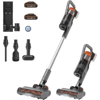 WORX WX038 20Volt 2.0Ah. Li-ion 105Watt Çift Akülü Kömürsüz Siklonik Sistem Şarjlı Dikey Süpürge - Worx