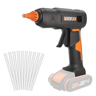 WORX WX045.9 20Volt 11MM Profesyonel Sıcak Mum Silikon Tabancası + 10 Silikon (Akü Dahil Değildir) - Worx