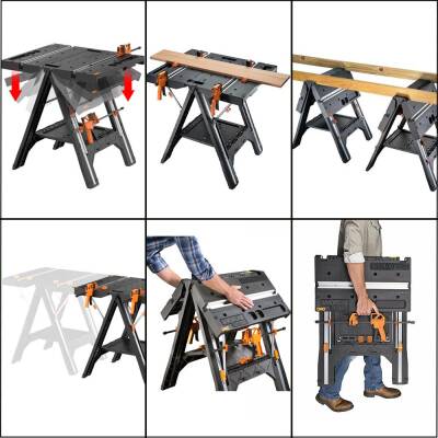 WORX WX051 Çok Fonksiyonlu Katlanabilir Çalışma Tezgâhı + 2 Adet Tetik İşkence - Worx (1)