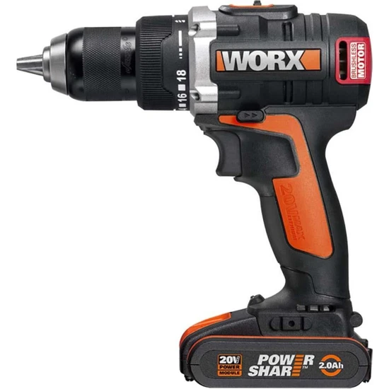 Worx - WORX WX175 20Volt/2.0Ah Li-ion Çift Akülü Kömürsüz Profesyonel Şarjlı Matkap (1)