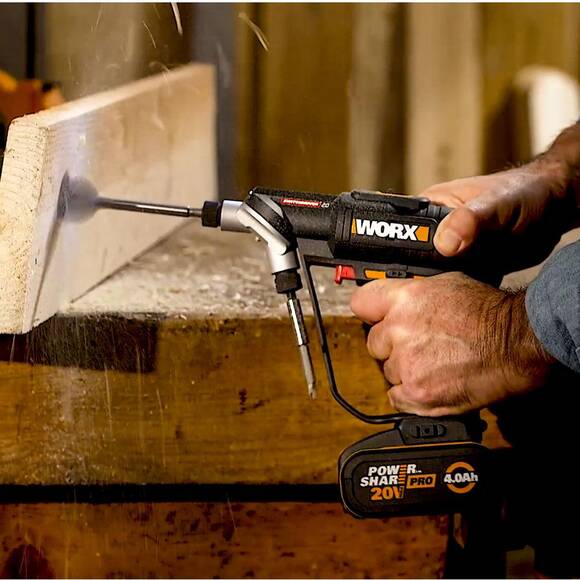 WORX WX177 20Volt/2.0Ah Li-ion Döner Kafa ve Çift Mandrenli Profesyonel Kömürsüz Şarjlı Matkap + 6 Parça Uç - 4